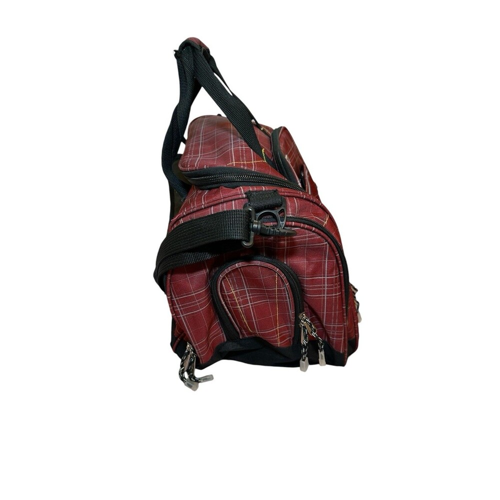 Vintage California Pak Red Plaid Duffel Bag Travel Calpak Luggage Weekender - Picture 3 of 15